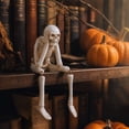 thumbnail image 1 of Sitting Skeleton Figurine, 20 cm Resin Skull Statue, Adjustable Joints Gothic Desk Decor for Halloween Shelf, 1 of 7