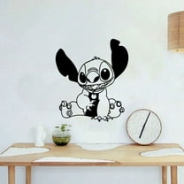 Sitting Stich Happy Lilo and Stitch Disney Cartoon Wall Sticker Art Decal for Boys Girls Room Bedroom Kindergarten Nursery House Fun Home Decors Stickers Wall Art Vinyl Decoration Size (10x10 inch)