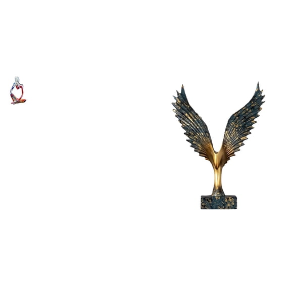 Sitting Thinker Resin Statue Wing Sculpture Ornament Hand Painted Polyresin for Living Room Bookshelf
