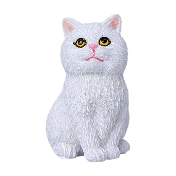 Sitting White Cat Figurine - Car Interior Accessory, Realistic Seated Cat Design, White Color Finish - For Car Owners, Car Dashboard Decor, Home Shelf Accent, Office Desk Ornament, Bedroom Nightstand
