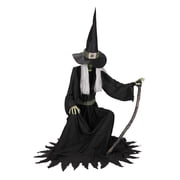 Haunted Hill Farm Red LED Battery-Powered Sitting Witch Halloween Animatronic Animated 4.3-Ft.