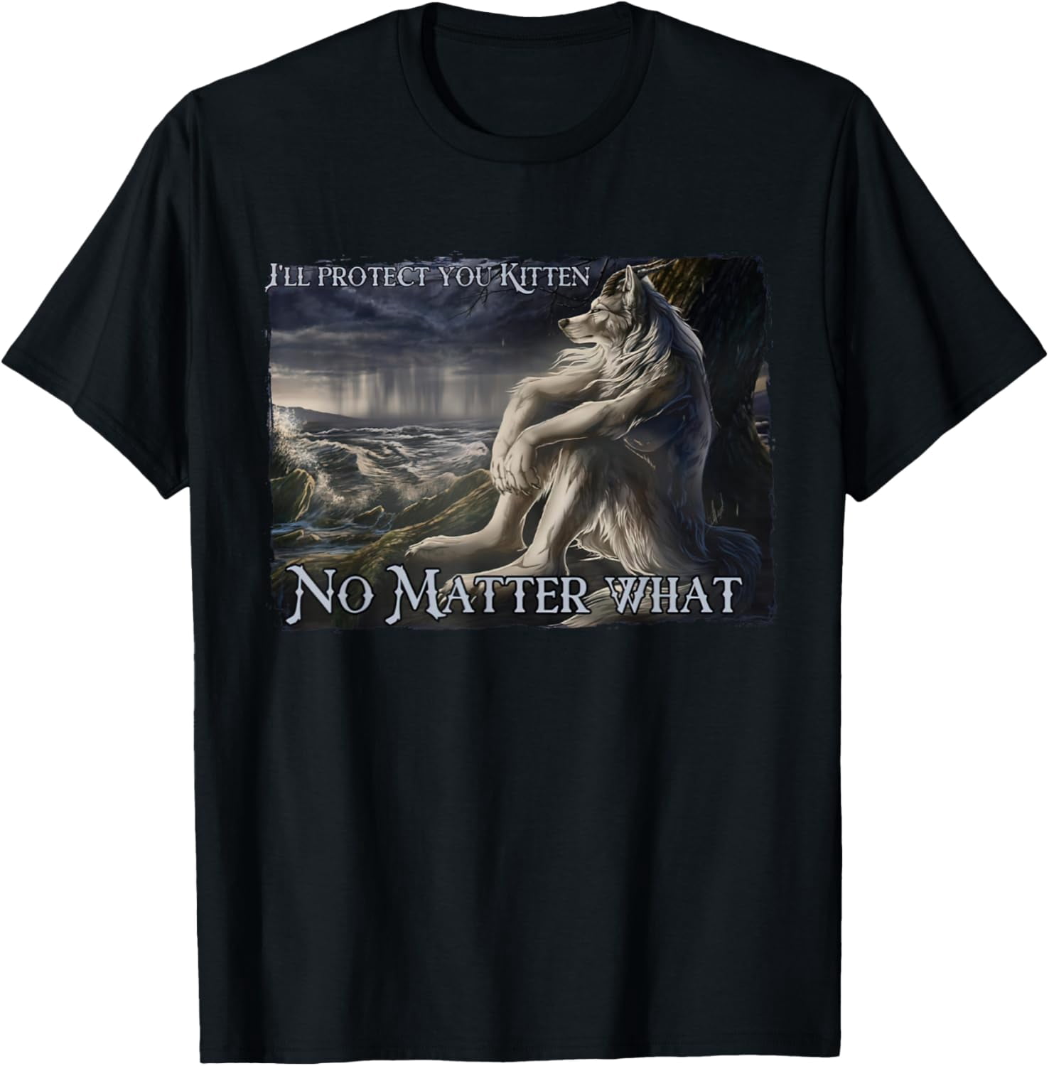 Sitting Wolf Literally Me Werewolf Ripping Meme Alpha Wolf Mens T-Shirt ...