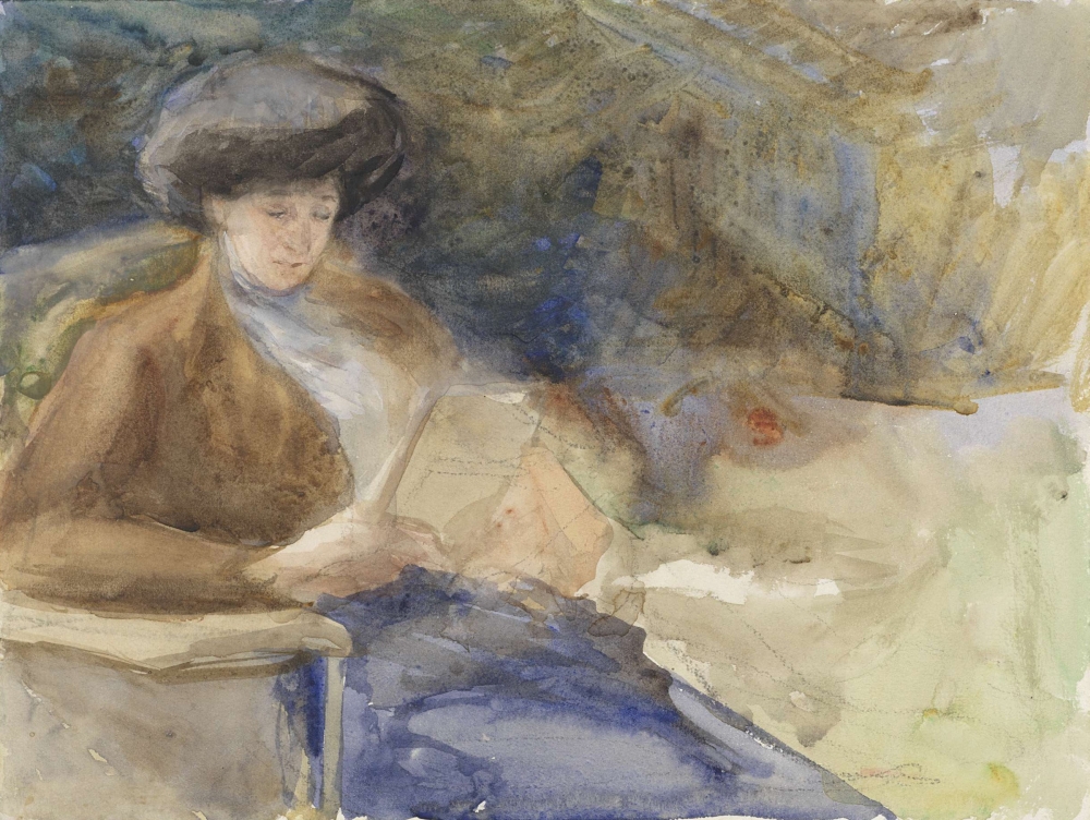 Sitting Woman Reading Canvas Art - (36 x 24)