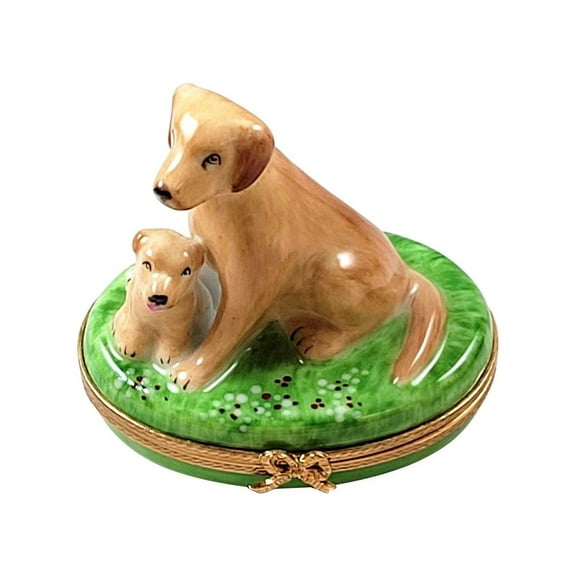 Sitting Yellow Lab Treasure for Dog Lovers Limoges Box Porcelain Figurine