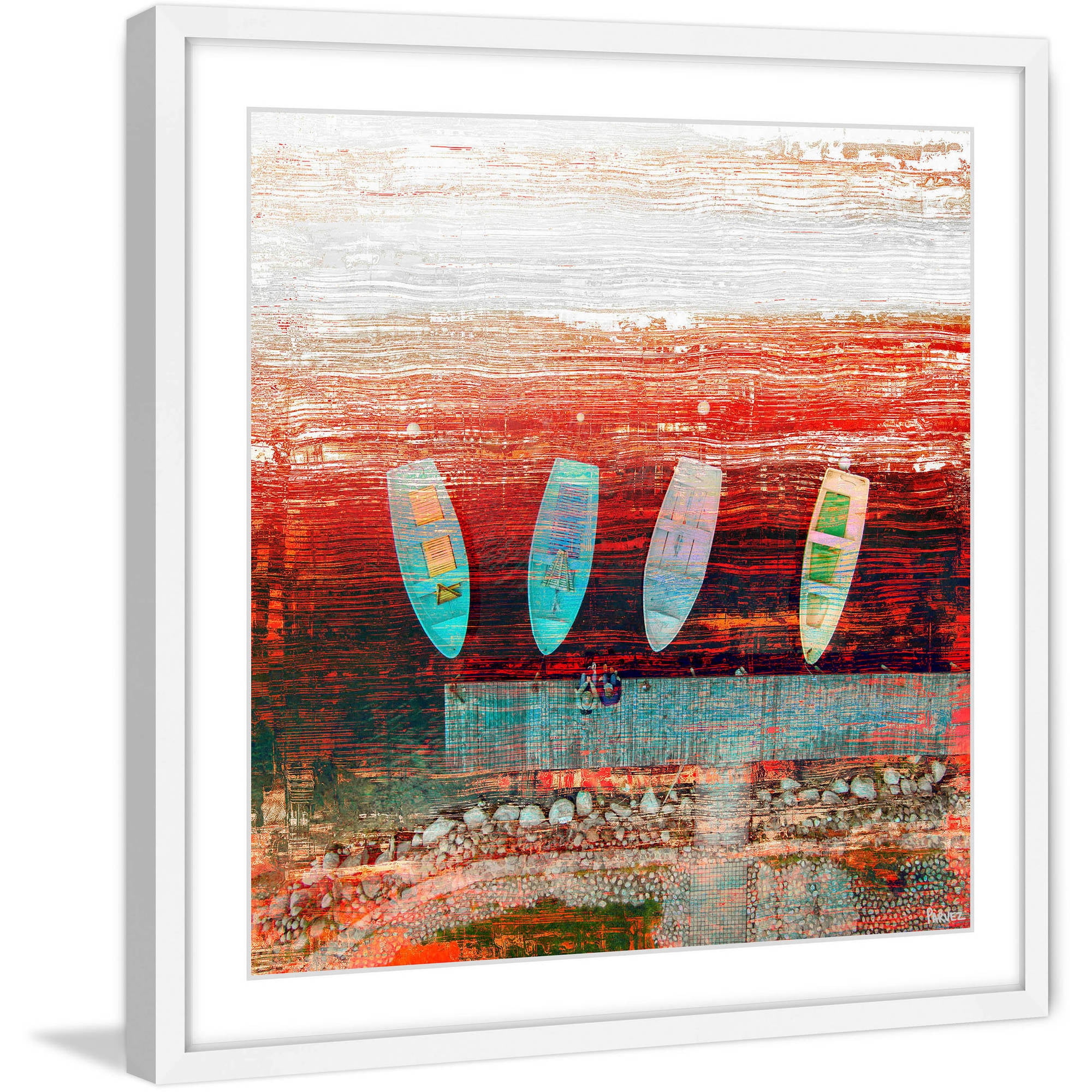 "Sitting on the Pier" Framed Painting Print