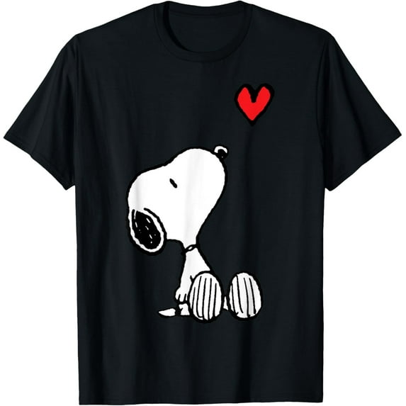 Sitting with Heart Graphic Tee – Peanuts Cartoon T-Shirt for Fans