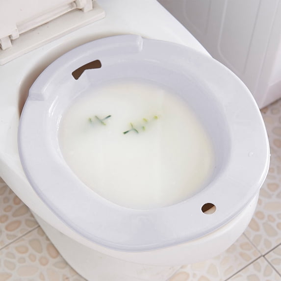 Sitz Bath Basin for Toilet - Hip Bath Tub for Hemorrhoid Relief Postpartum Care - Ergonomic Plastic Peri Care Basin with Overflow Protection for Elderly Disabled - 15.4 x 14.4 x 4.5 Inch