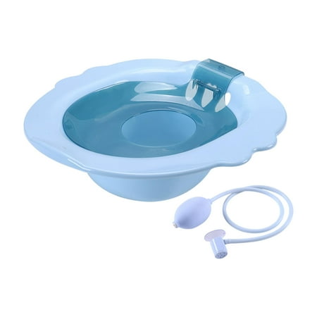 Sitz Bath Basin for Toilet Sitz Bath Tub Hangable Reusable Anti Overflow Universal Perineal Soaking Bath Sitz Basin with Flusher for Elderly blue