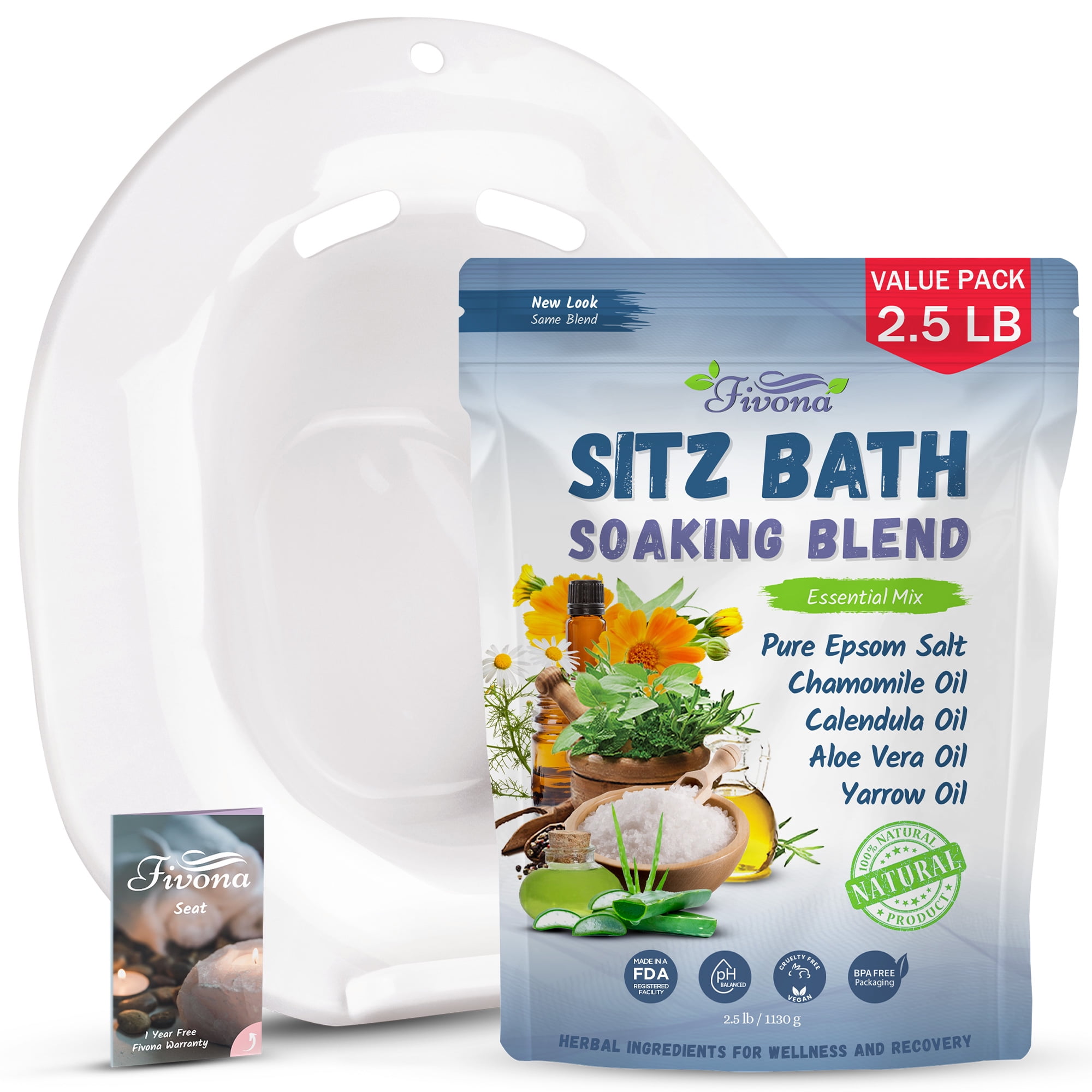 Sitz Bath Kit Salt 2.5 LB Kit for Hemorrhoids and Postpartum Care Epsom