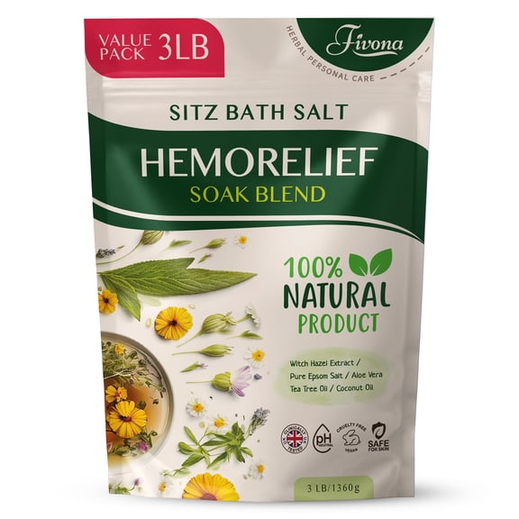 Fivona Sitz Bath Salt Blend for Hemorrhoids and Postpartum Care - Epsom Salt Soak with Natural Extracts and Oils 3Lb