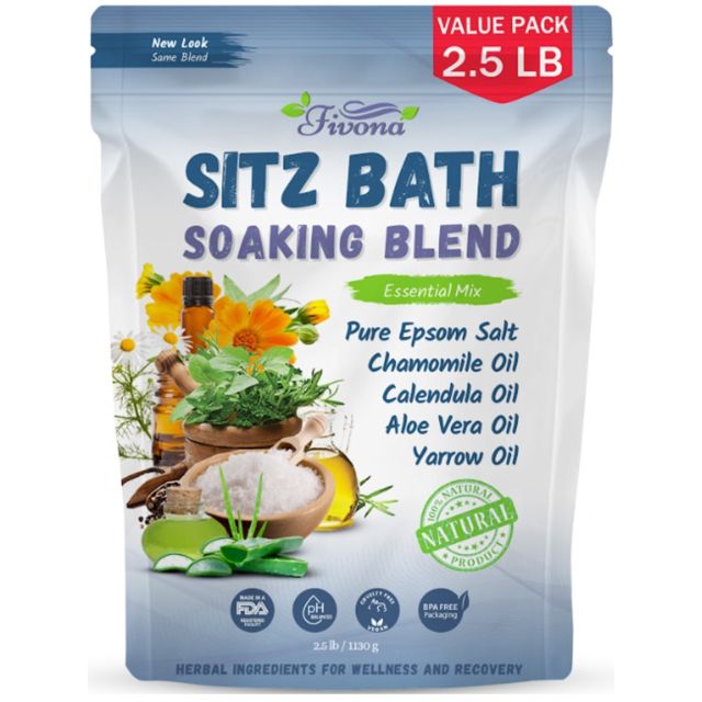 Sitz Bath Salts 40oz for Hemorrhoids and Postpartum Care Natural Epsom
