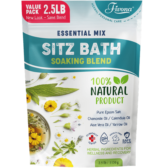 Sitz Bath Salts 40oz for Hemorrhoids and Postpartum Care Natural Epsom Soak Blend