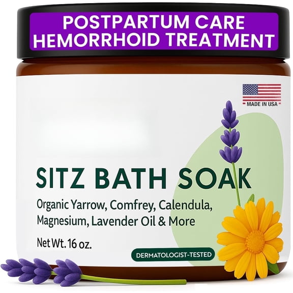 Sitz Bath Soak and Partum Essentials, for Women & Moms with Epsom Sea Salt Hazel, Sitz Bath for Toilet,