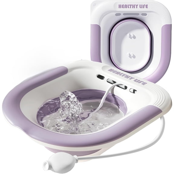 Sitz Bath, Unisex Sitz Bath for Toilet, Sitz Bath for Hemorrhoids, Sitz Bath Soak Tub, Sitz Bath Postpartum Care, Home Use Portable for Easy Storage – (Purple Manual)