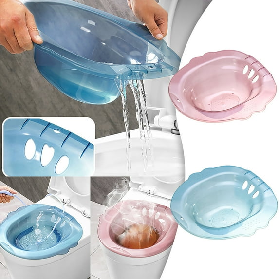 Sitz Bath for Toilet Seat Sits Bath Wider Seating Area with Hanging Hole Reusable Soothes and Cleanse Sitz Bath Basin Steam Seat for Women, Pink