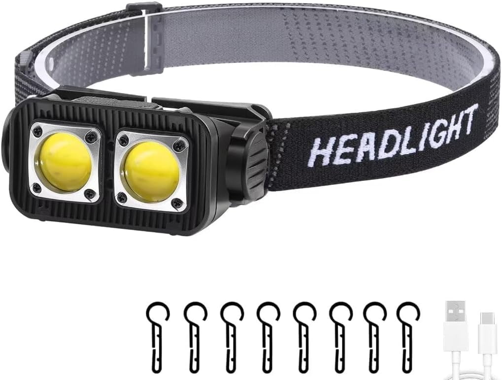 Rechargeable Headlamp 500 Lumen With Motion Sensor - 180° Swivel LED Headlight IPX4 Waterproof