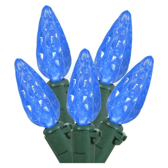 Sival 70621 - 70 Light 23.7' Green Wire Blue LED C6 Christmas Light String Set with 4" Spacing
