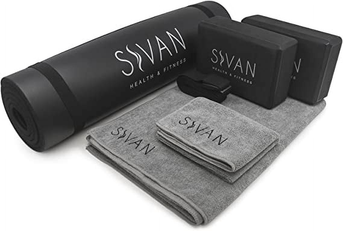 Sivan 6-Piece Yoga Set, Includes 1/2 Ultra Thick NBR Exercise Mat, 2 Yoga  Blocks, 1 Yoga Mat Towel, 1 Yoga Hand Towel and a Yoga Strap (Red) 