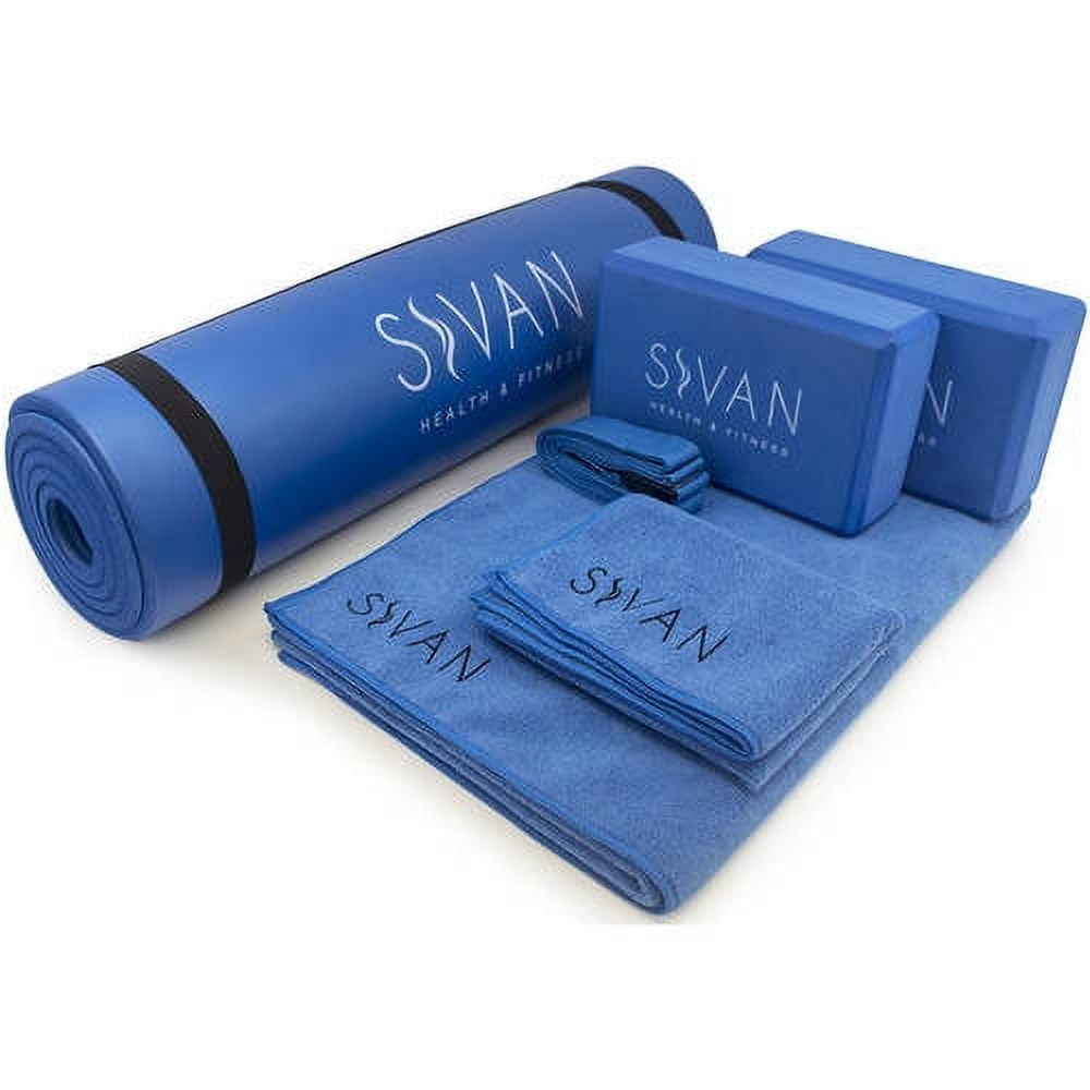 Shogun Sports Yoga Starter Kit (6 pcs Set) - Yoga Beginners Set. Includes  TPE 6mm Durable Yoga Mat, 2 Yoga Blocks, 8 Ft Yoga Strap, 1 Large  Microfiber Towel, 1 …