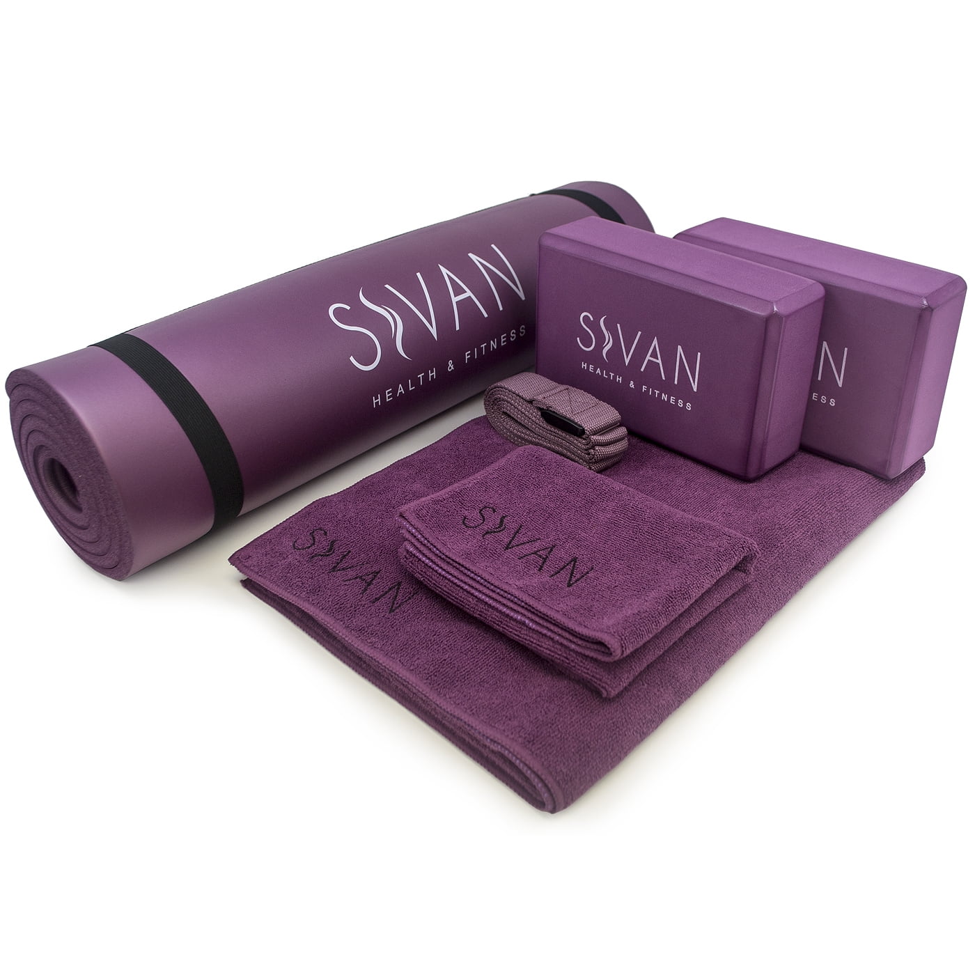 Sivan 6-Piece Yoga Set, Includes 1/2 Ultra Thick NBR Exercise Mat, 2 Yoga  Blocks, 1 Yoga Mat Towel, 1 Yoga Hand Towel and a Yoga Strap (Green) 