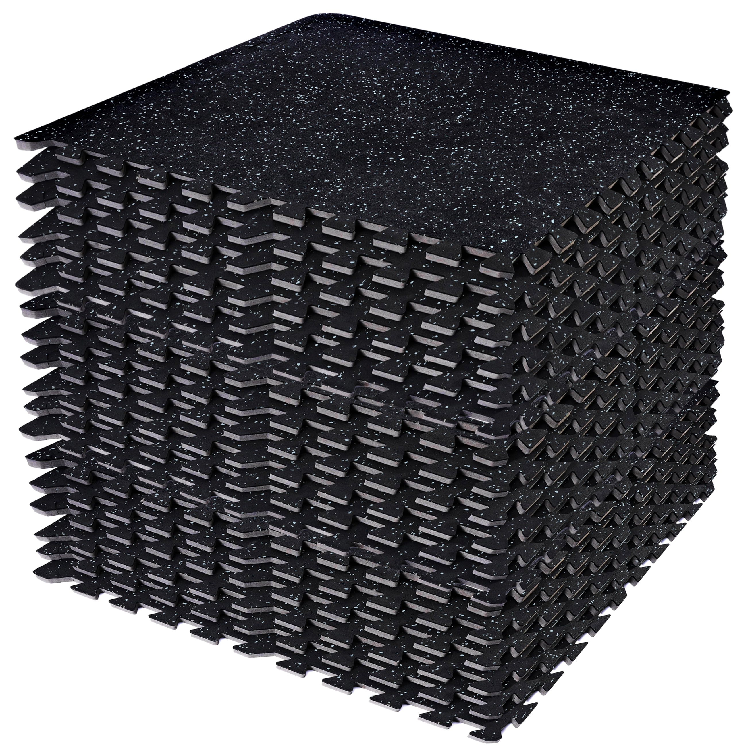 Sivan Fitness 1/2" Thick Rubber Top High-Density EVA Foam Gym Flooring for Home Gym - 72 Sq Ft Exercise Mat Tiles for Workout, Yoga, MMA, Heavy Exercise Equipment Mat - 18 Interlocking Gym Floor Mat