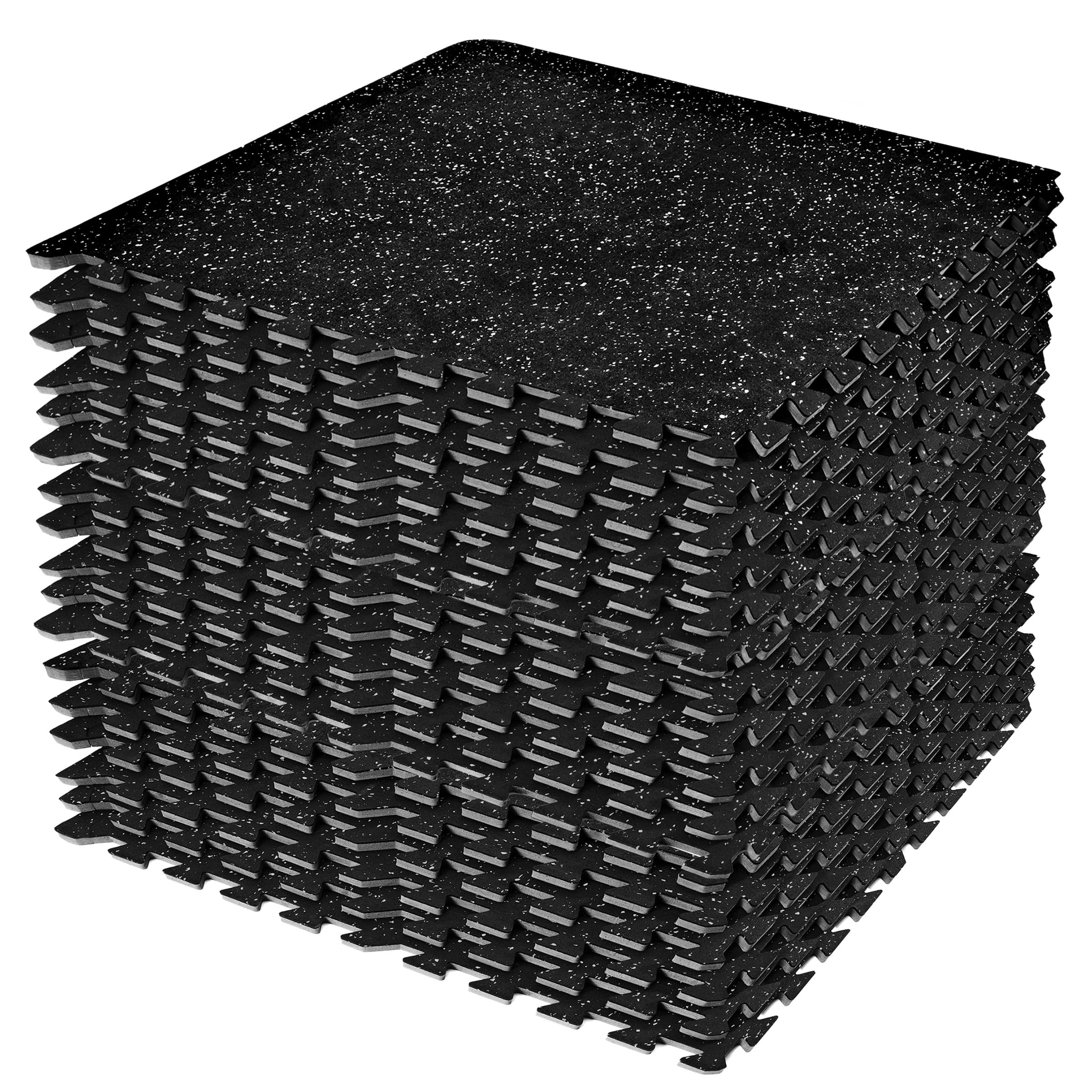Sivan Fitness 1/2" Thick Rubber Top High Density EVA Foam Gym Flooring for Home Gym - 72 Sq Ft Exercise Mat Tiles for Workout, Yoga, Heavy Exercise Equipment Mat - 18 Interlocking Gym Floor Mat