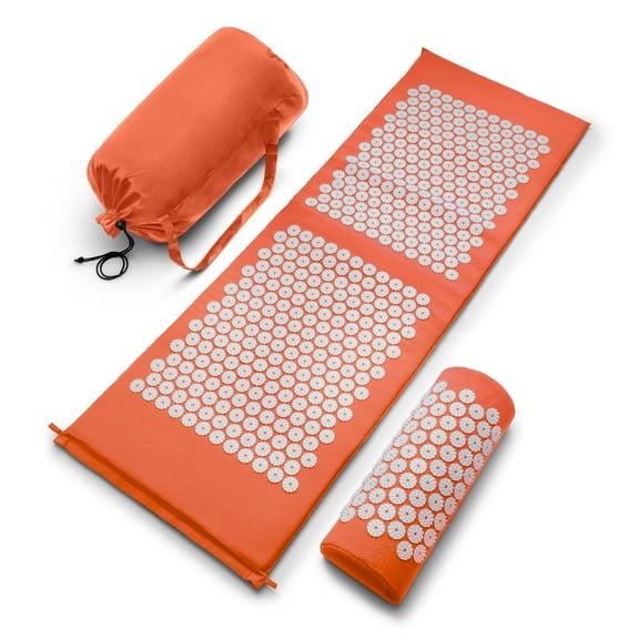 Sivan Health and Fitness Large Acupressure Mat and Pillow Set - Grounding Mat for Stress, Back & Neck Pain - Acupuncture Point Massage Mat - Includes Carry Bag