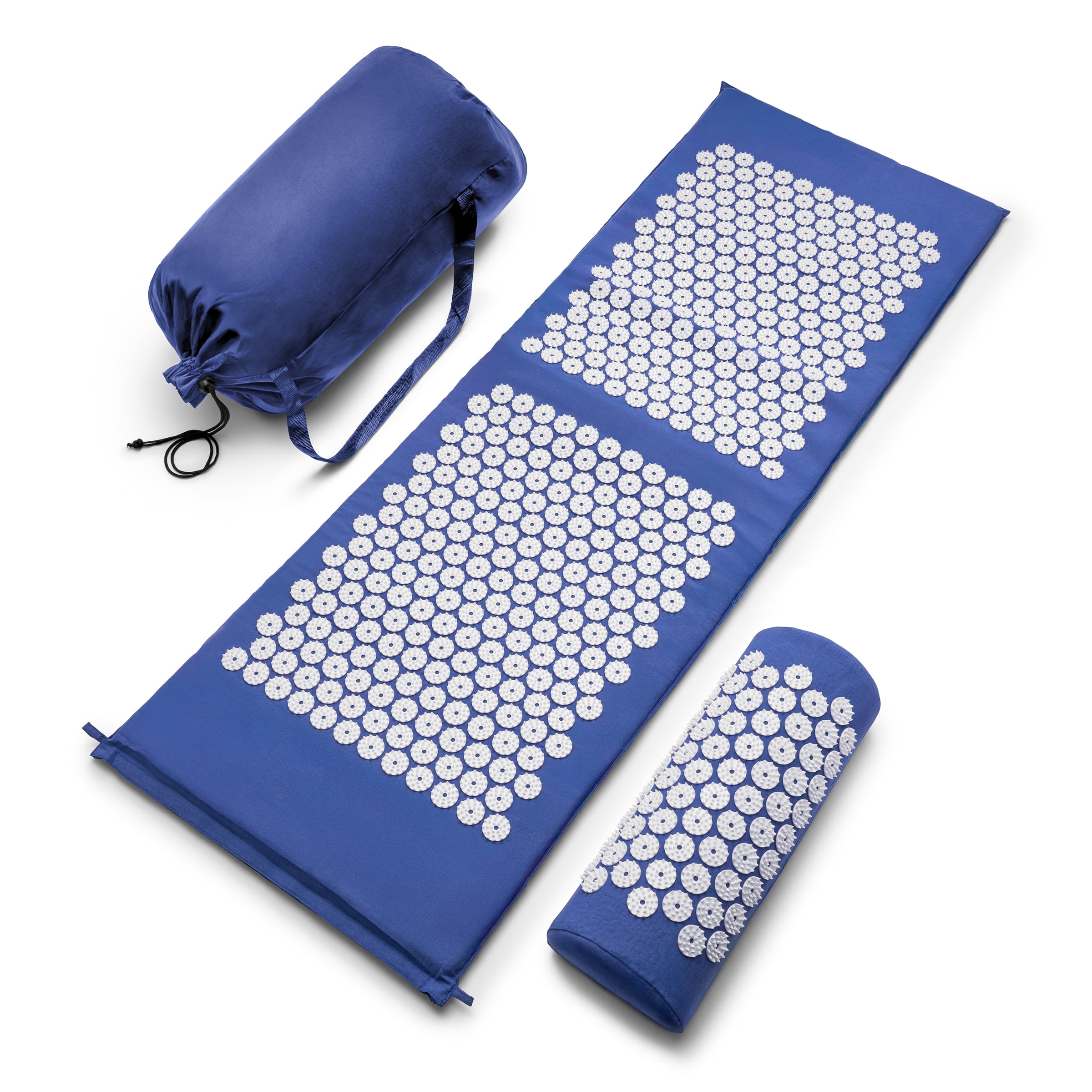 Sivan Health and Fitness Large Acupressure Mat and Pillow Set - Grounding Mat for Stress, Back & Neck Pain - Acupuncture Point Massage Mat - Includes Carry Bag