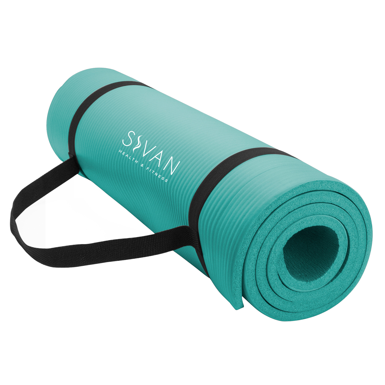 Sivan Health and Fitness 1 or 2 In. Extra Thick 71 In. Long NBR Comfort Foam Yoga Mat for Exercise, Yoga and Pilates Teal - image 1 of 8