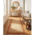 thumbnail image 1 of Sivi 2.6 x 10 Feet Handmade Scallop Braided Jute Rug - Natural Jute Runner Rug, 1 of 15