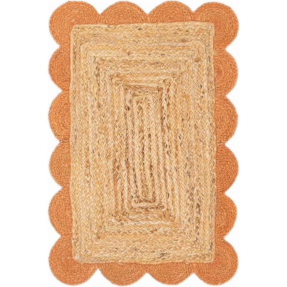 Sivi 2 x 3 Feet Handmade Scallop Braided Jute Rug - Natural Jute Area Rug