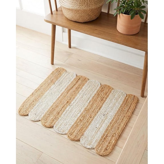 Sivi 2 x 3 Feet Handmade Scallop Braided Jute Rug