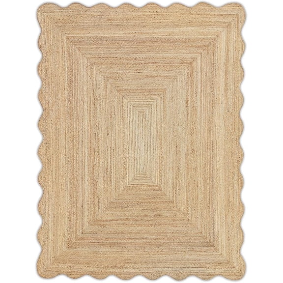 Sivi 2 x 3 Feet Handmade Wave Scallop Braided Jute Rug - Natural Jute Area Rug
