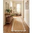 thumbnail image 1 of Sivi 3 x 14 Feet Handmade Scallop Braided Jute Rug - Natural Jute Runner Rug, 1 of 15
