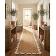 thumbnail image 1 of Sivi 3 x 16 Feet Handmade Scallop Braided Jute Rug - Natural Jute Runner Rug, 1 of 15