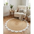thumbnail image 1 of Sivi 3 x 3 Feet Handmade Scallop Braided Jute Rug - Natural Jute Round Rug, 1 of 14