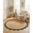 thumbnail image 1 of Sivi 5 x 5 Feet Handmade Scallop Braided Jute Rug - Natural Jute Round Rug, 1 of 14