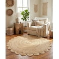 thumbnail image 1 of Sivi 6 x 6 Feet Handmade Scallop Braided Jute Rug - Natural Jute Round Rug, 1 of 12