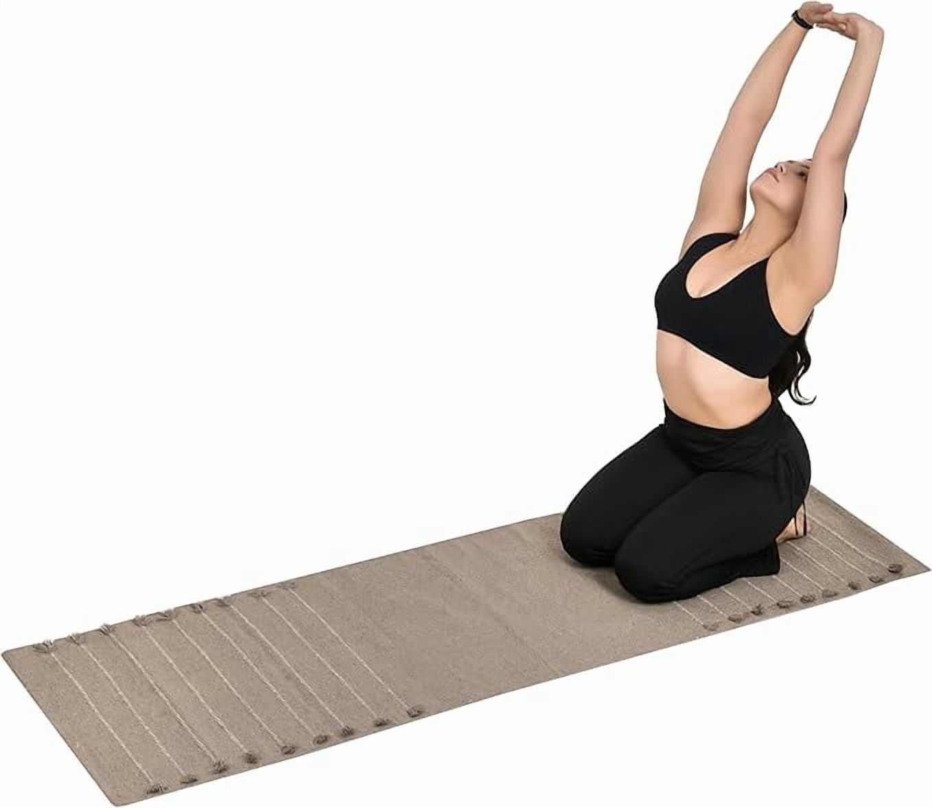 Sivi Herbal Organic Cotton Yoga Mat - Eco-Friendly Hand-Woven Non-Slip Rug - Thick & Comfortable (24”x72”x5mm) for Home Fitness & Yoga