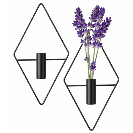 Sivi Wall Decor Hanging Planters, Modern Metal Hanging Flower Vases, Wall Mounted Indoor Plant Holder Pots for Bedroom, Living Room, Bathroom & Office (Pack of 2)