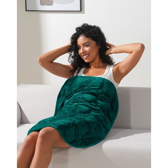 Sivio 7lbs Weighted Lap Blanket for Adults, Breathable and Machine Washable Lap Pad for All Season, Portable for Travel Relaxation, 24" x 29" Dark Green