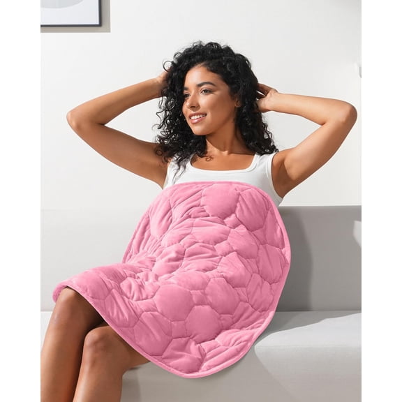 Sivio 7lbs Weighted Lap Blanket for Adults, Breathable and Machine Washable Lap Pad for All Season, Portable for Travel Relaxation, 24" x 29" Pink