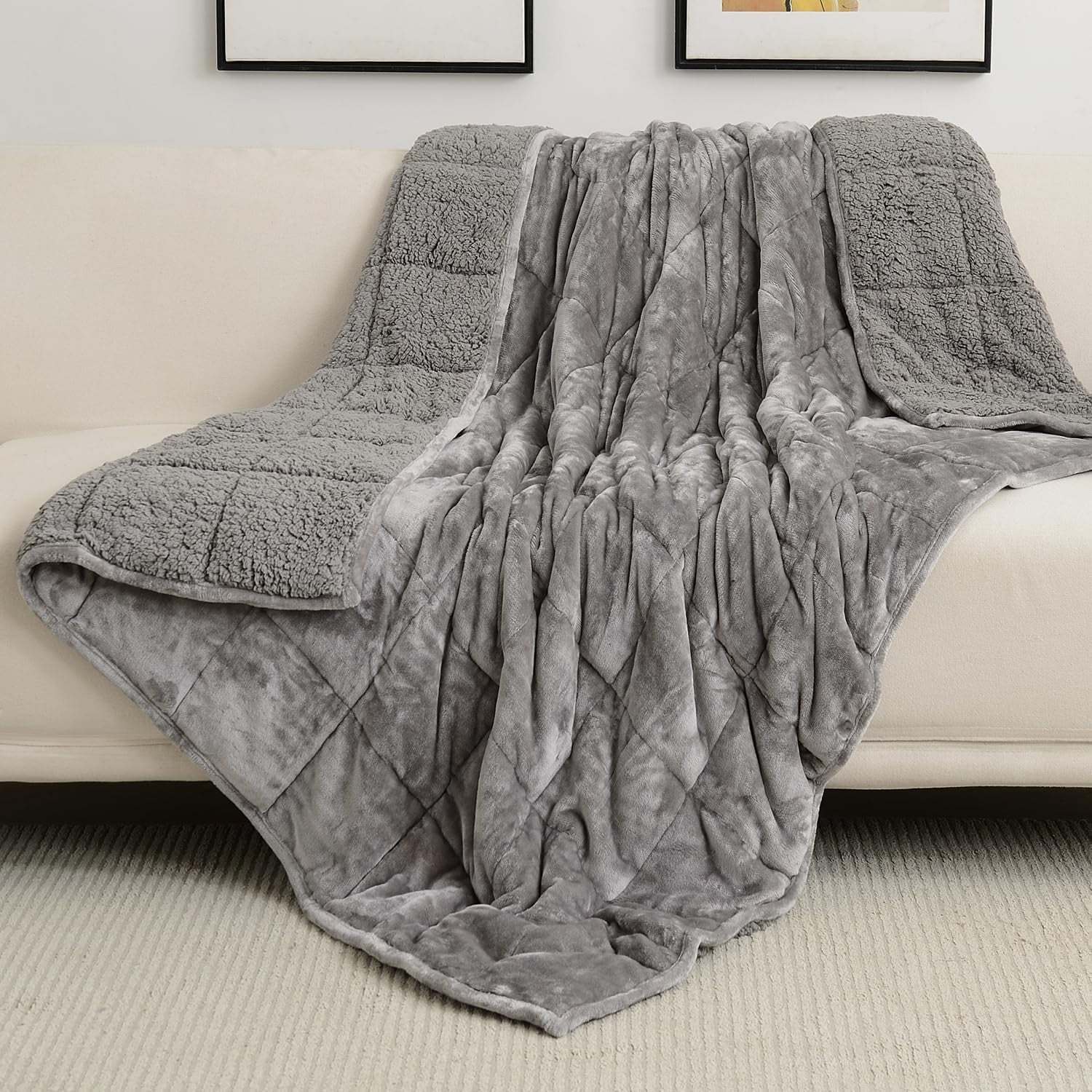 Sivio Fleece Weighted Blankets for Adults, Soft Shaggy Sherpa 15 lb