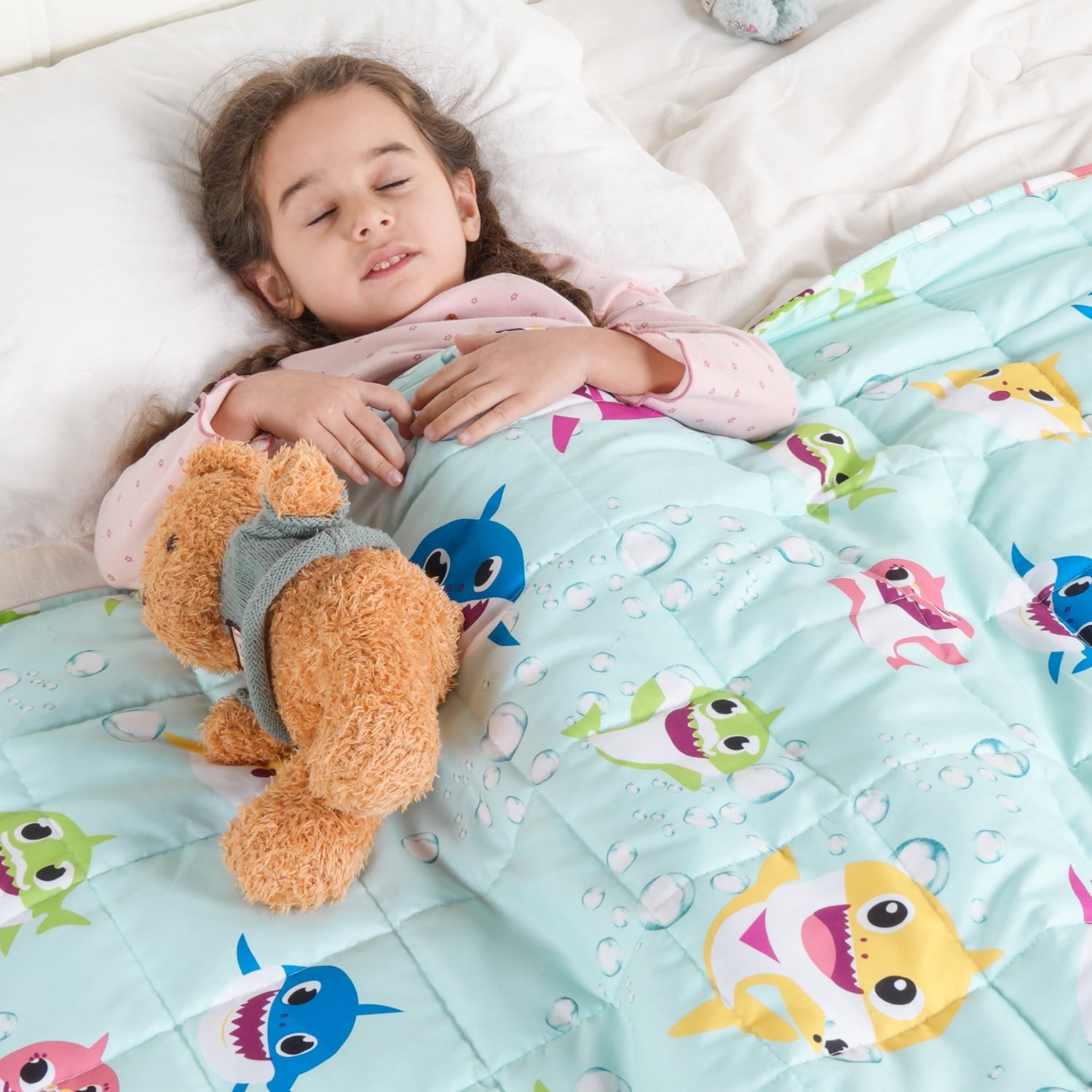 Sivio Kids Calming Weighted Blanket, Breathable Washable Throw for Boys & Girls, Anxiety Relief for Deeper Sleep, 3lbs 36"x48", Blue Shark