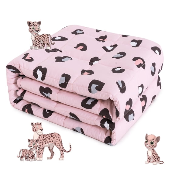 Sivio Weighted Blanket for Toddlers, 100% Natural Cotton Kids Weighted Blanket and Premium Glass Beads, 3lbs, 36 x 48 inches, Pink Leopard