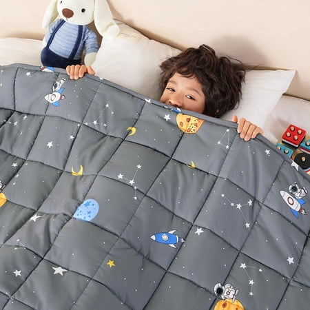 Sivio Kids Weighted Blanket, 3lbs Velvety Soft Heavy Blanket for Calming Comfort, Perfect for Bedtime, 36"x48", Gray Sky