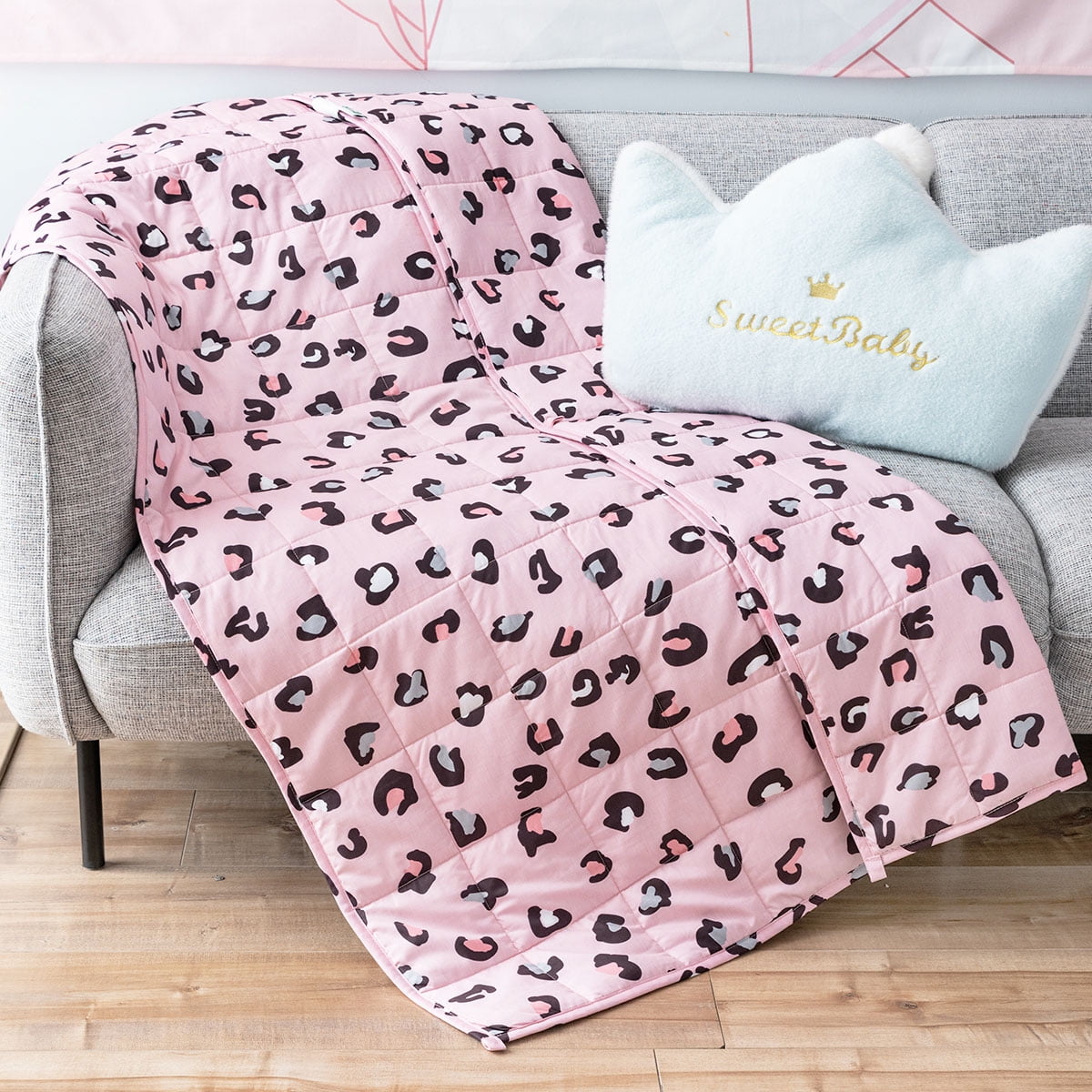 Sivio Soft Youth Weighted Blanket 5lbs 100 Natural Cotton 36 x 48 inches Pink Leopard Walmart
