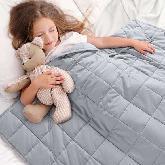 Sivio Cooling Weighted Blanket for Kids 5 lbs 36" x 48", Soft Breathable Heavy Throw for Sofa Bed Couch, Calming Anxiety, Machine Washable, Gray