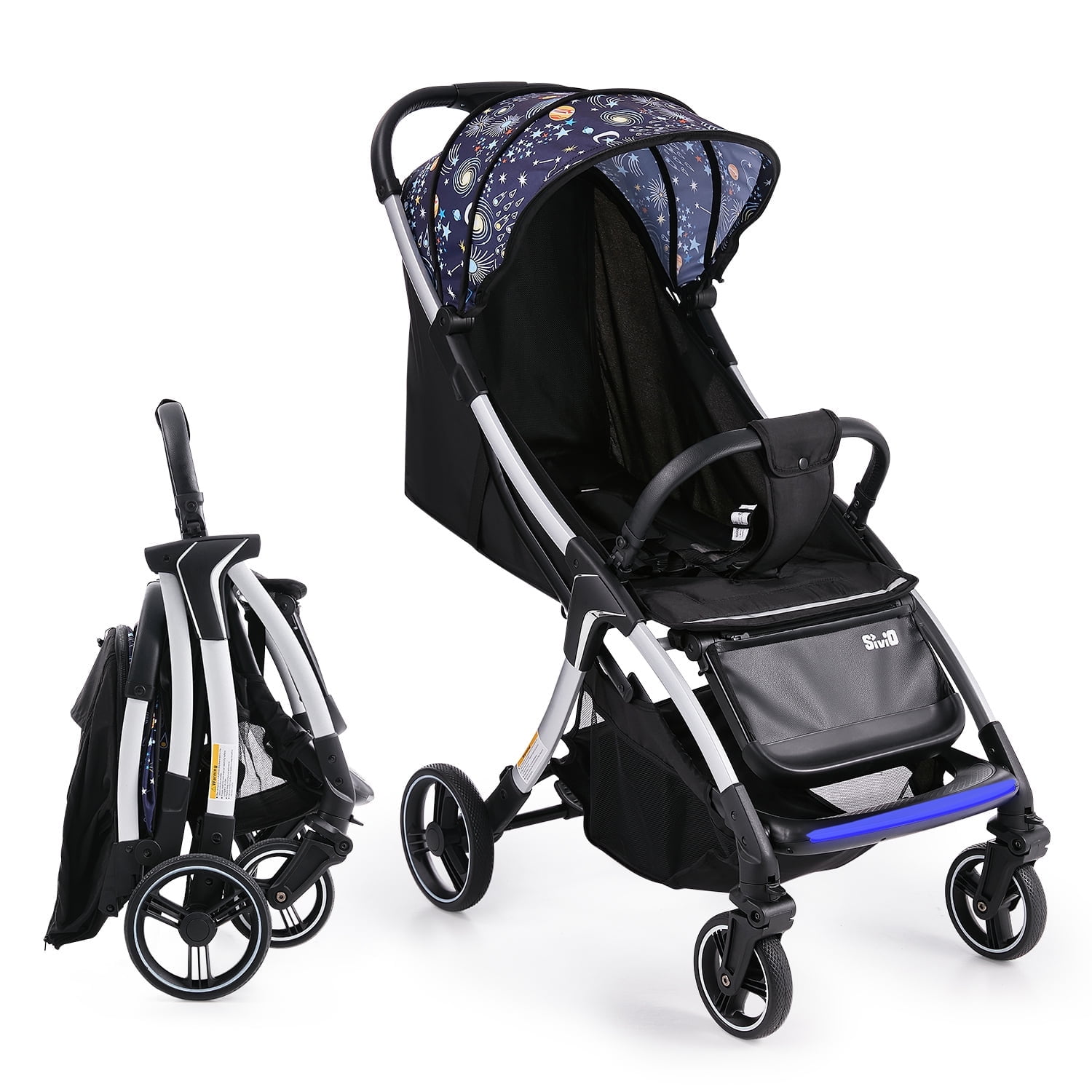 Sivio Lightweight Baby Stroller, Foldable and Compact Stroller for Baby and Toddler, Aluminum Frame Travel Stroller with Extend Canopy and Rubber Wheels Sansujyuku sansujyuku.com