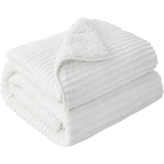 Sivio Twin Size Fluffy Blanket 15lbs, Sherpa Fleece Soft Cozy Adults Weighted Blankets for Bedroom & Living Room Lounging, 48"x72" Milk White